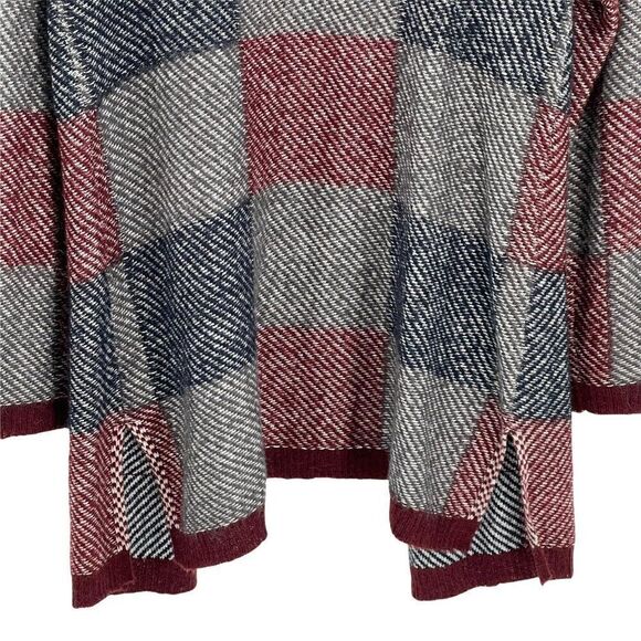 Lucky Brand Alpaca Wool Mohair Blend Check Open Front Cardigan Sweater Large - Picture 10 of 14